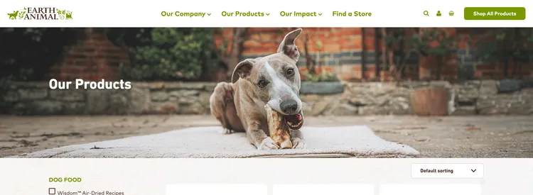 Earth Animal landing page